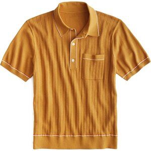 Mens Knit Polo Shirts Short Sleeve Button T Shirts  with Pocket Classic Fit Golf